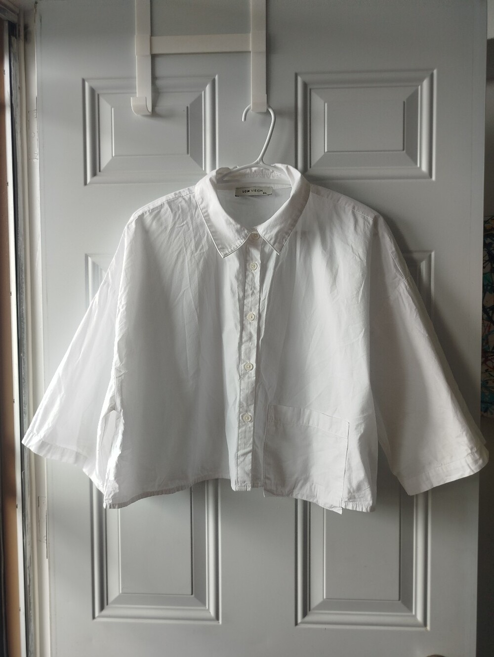 Cropped White Button-Up Shirt
